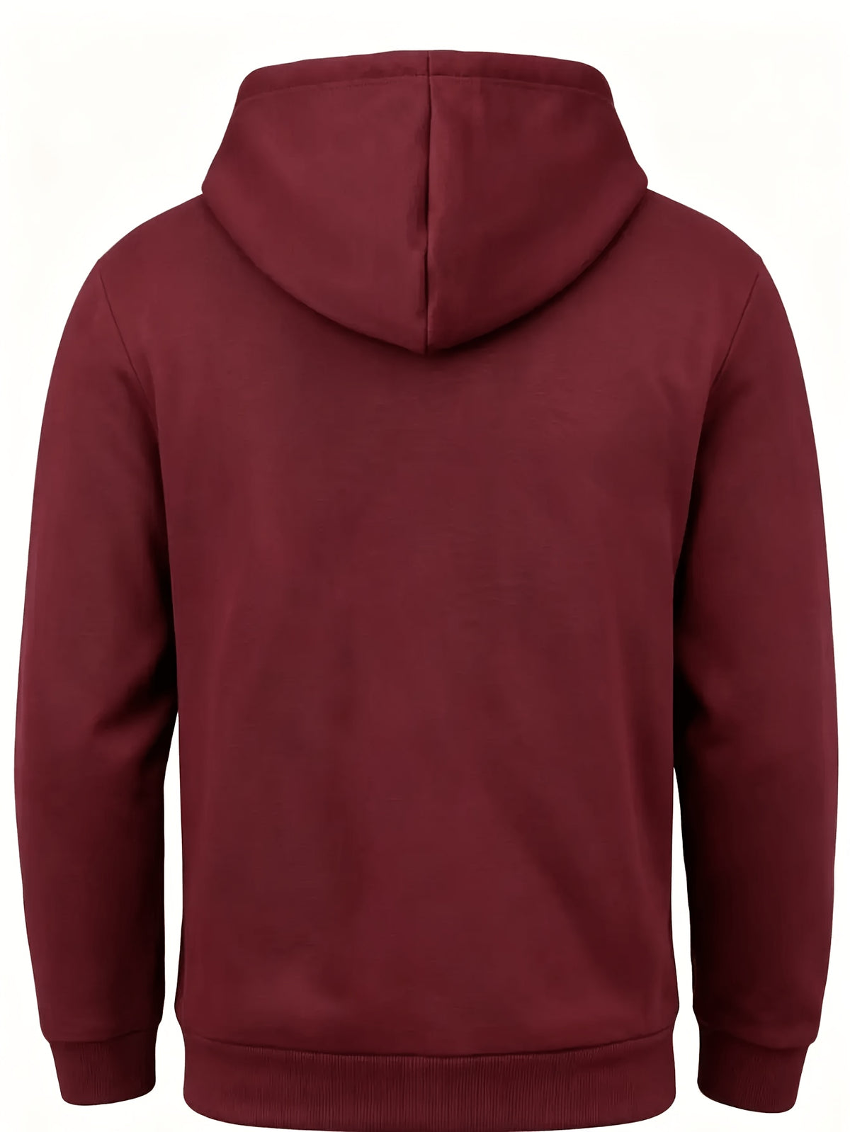 Men's Fashion Trendy Casual Solid Color Hooded Sweatshirt - Burgundy