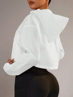 Women's Short Trench Coat with Zipper, Sash Tie, and Drawstring Pockets, a Lightweight Summer Casual Jacket - White