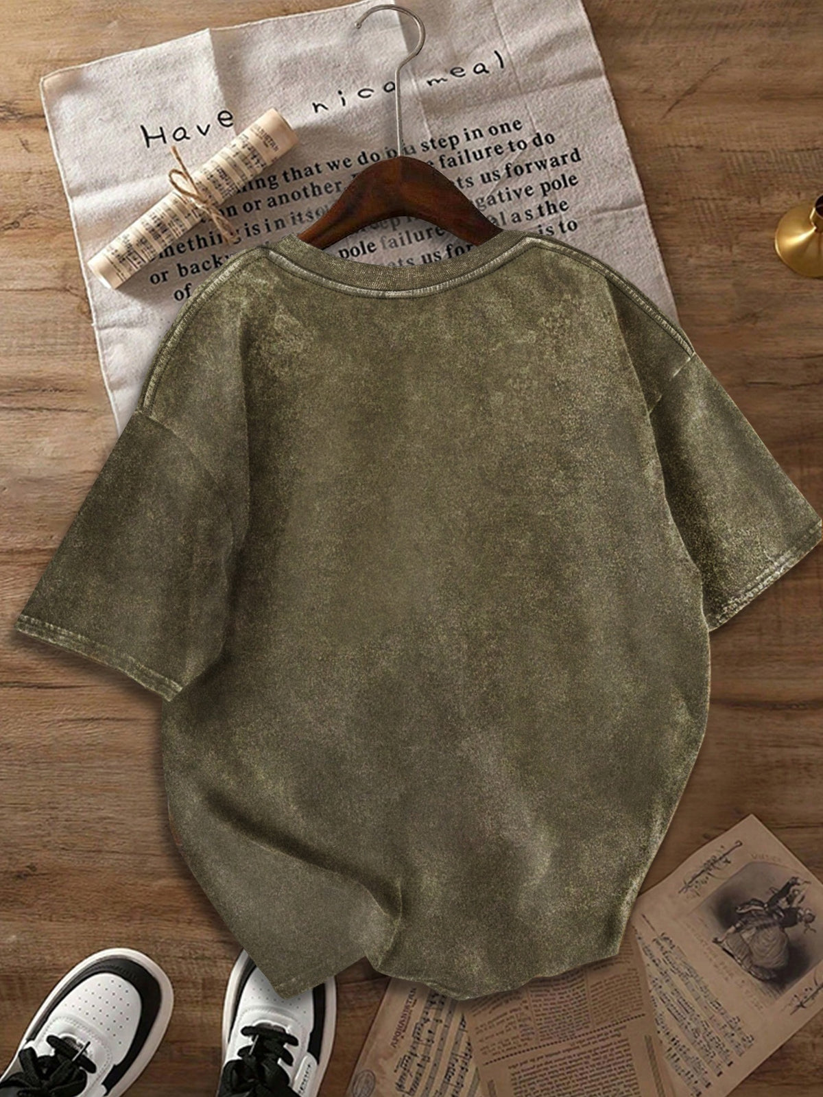 Solid Color - Summer Drop-Shoulder Casual Retro Washed T-Shirt, 100% Pure Retro Washed Short Sleeve, Street Style Wear, Suitable for Everyday Outings, Retro Summer Casual Vacations, Women'S Fashionable And Versatile Top - Dark Coffee Color