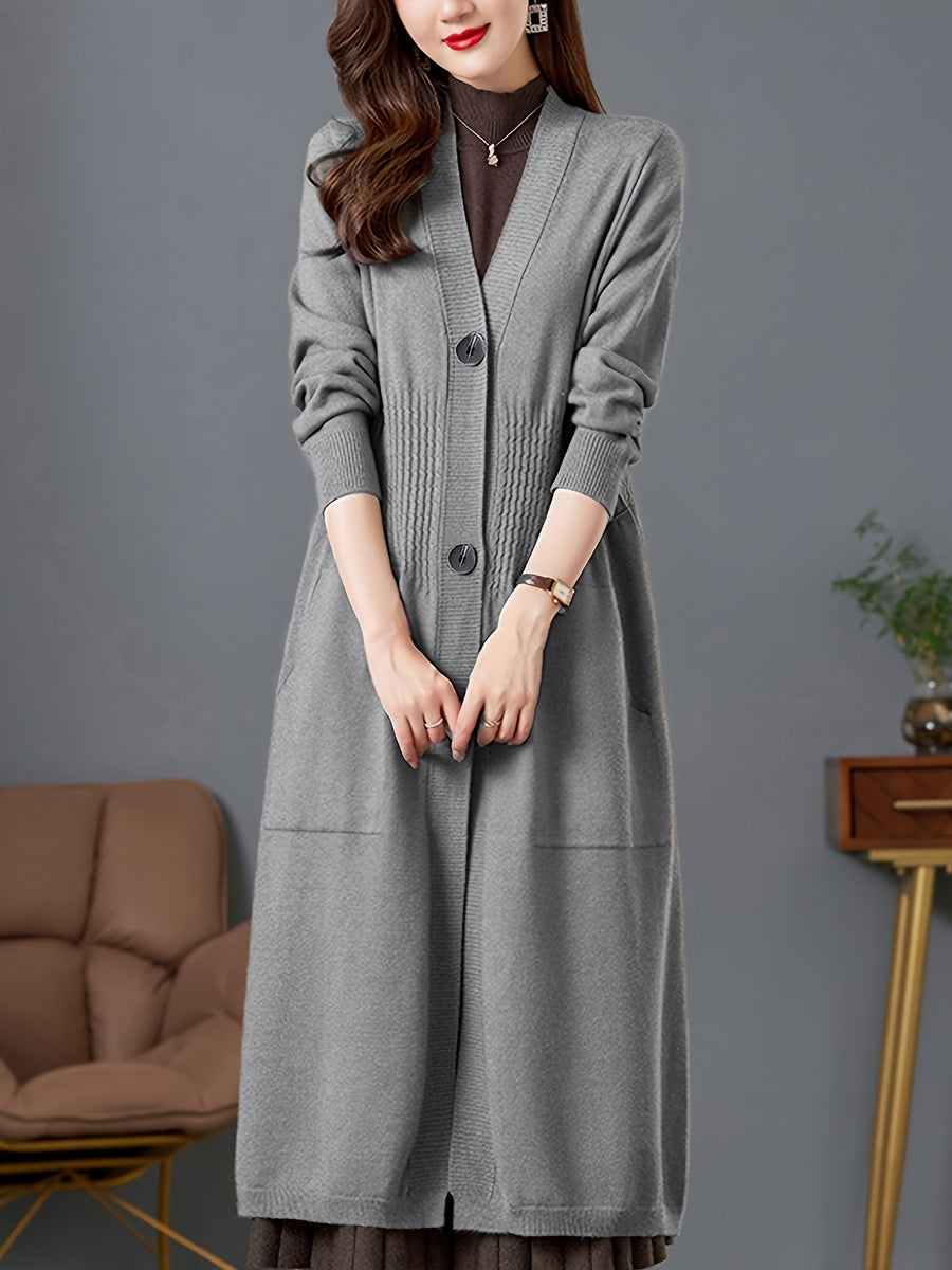 Spring And Autumn 2024 New Women'S Cardigan, a Stylish And Elegant Long Sweater Coat, Loose And Trendy Outerwear - Grey