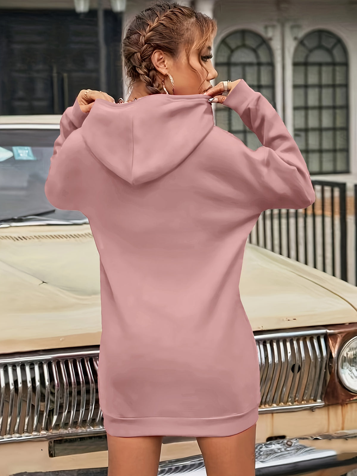 Women'S Fashion Hoodie - Dark Pink