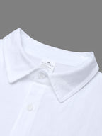 New Spring/Autumn Men's Long-Sleeve Shirt, Smooth Textured Linen Shirt with ECG Palm Tree Heart Line English Print, Loose and Breathable Lapel Shirt, Casual Comfortable Versatile Men's Top, Low-Key Minimalist American Vacation Style Men's Cardigan - White