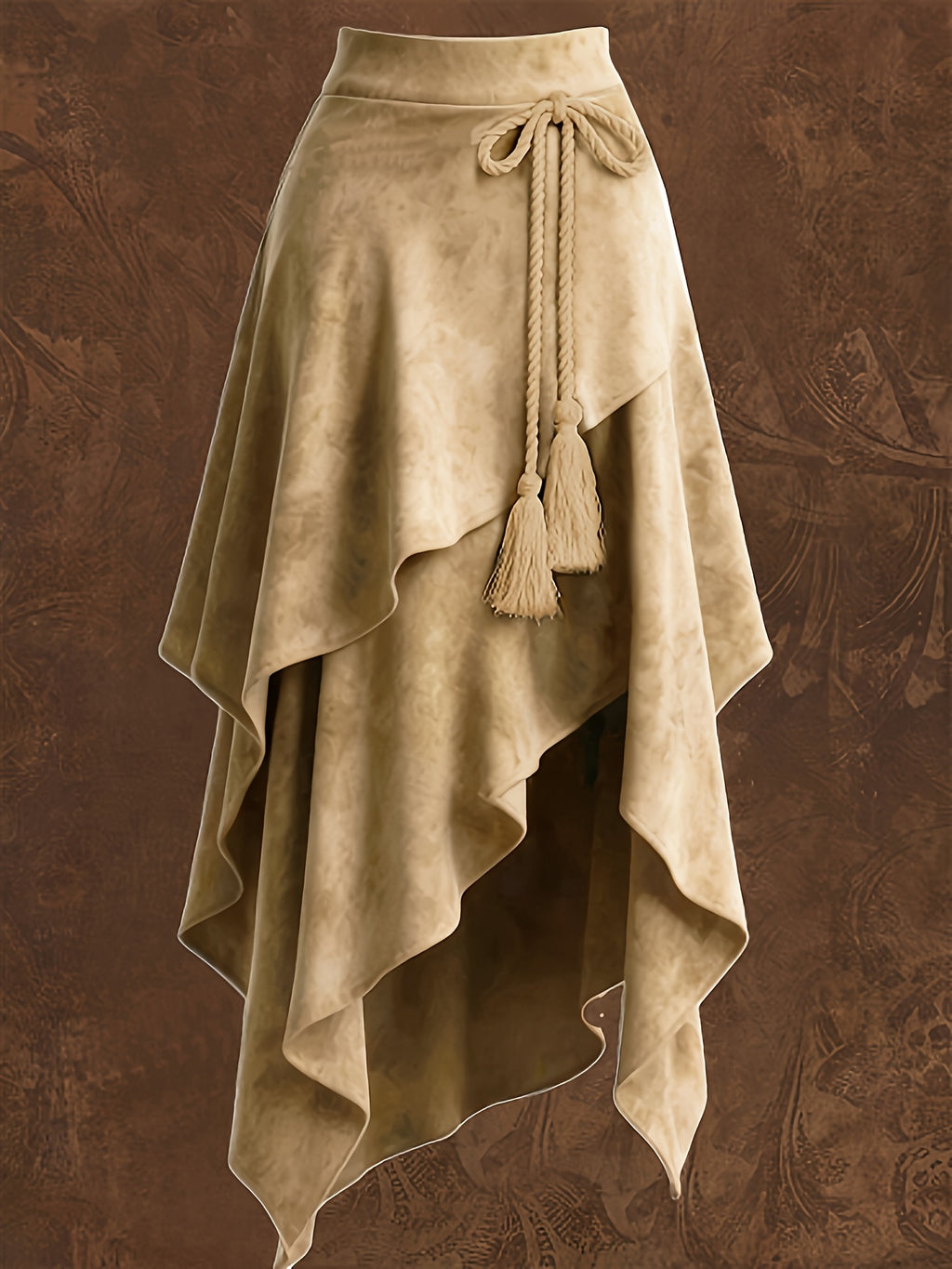 Women's Fashion Classic Solid Color Skirt with Pleated Design - Camel