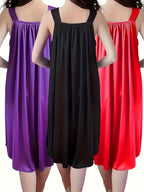 3pcs Set Women'S New Solid Sexy Lace Summer Ice Fiber Fabric Camisole Style Nightgown Outwear Home Wear - Red+Black+Dark Purple