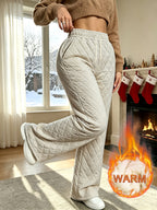 Women's Winter Trendy Fashion Quilted Rhombus Plush-Lined Thickened Pants, -Lined Interior, Windproof Winter Pants, Draping Outer Wear Cold-Proof Casual Long Pants, Suitable for Winter Outings, Shopping, and Work - Khaki
