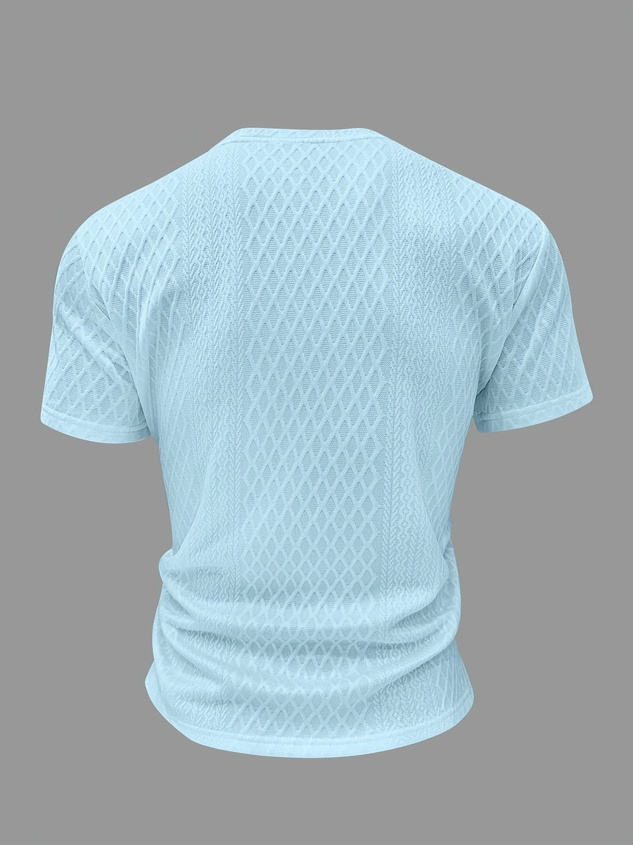 Men's New Textured Fabric Crew Neck T-Shirt - Sky Blue