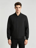 Lightweight Windproof Inner Lining Zippered Jacket, Multi-Color Versatile Casual Business Baseball Coat, Multi-Color Versatile Casual Commute - Black