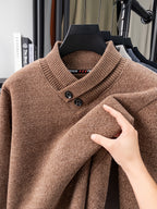 New Men'S Fashion Trendy All-Match Long Sleeve Warm Knit Sweater - Camel