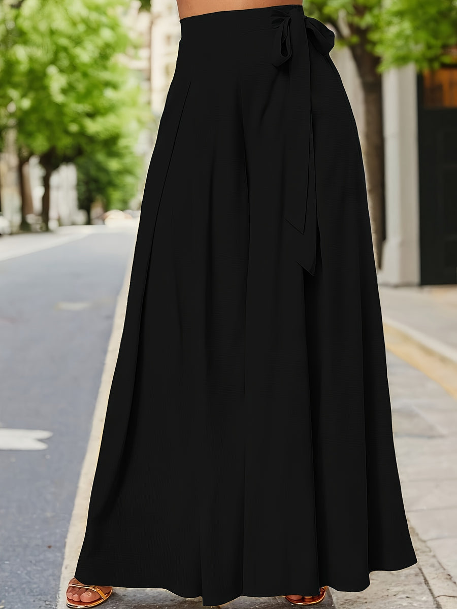 Yy0324110+Spring And Summer Women'S Fashion, Casual Elegance, High-Waisted Wide-Leg Pants - Black