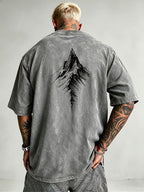 Men'S Heavyweight Distressed T-Shirt Washed Acid Wash Graphic Tee Vintage Aesthetic Streetwear Pure Breathable Comfort High Street Style Minimalist Casual Gym Workout Short Sleeve Essential Undershirt 2026 Summer New - Grey