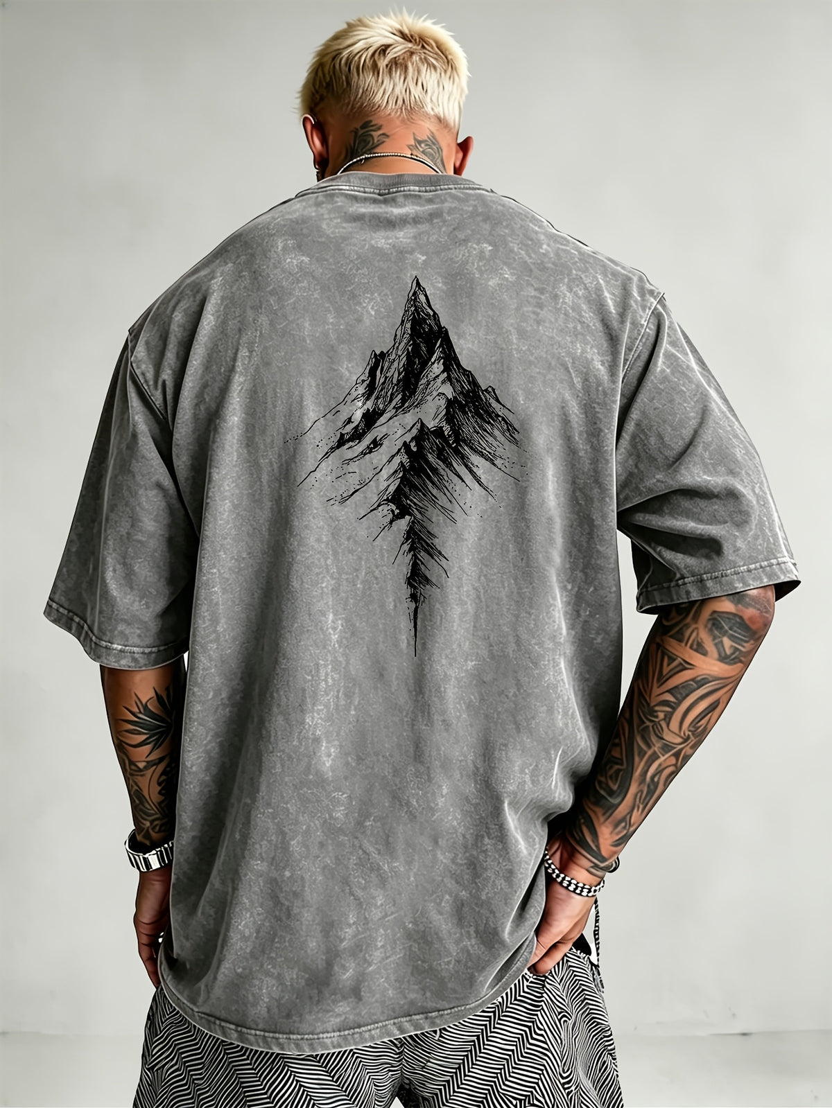 Men'S Heavyweight Distressed T-Shirt Washed Acid Wash Graphic Tee Vintage Aesthetic Streetwear Pure Breathable Comfort High Street Style Minimalist Casual Gym Workout Short Sleeve Essential Undershirt 2026 Summer New - Grey