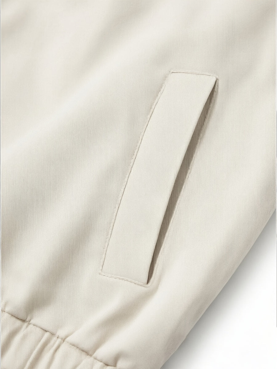 Men's American-style Minimalist Daily Commute Fashion Versatile Lapel Casual Vintage Button-up Loose Jacket with Elastic Cuffs and Hem, Suitable for Daily Outings, Work, Shopping, and Short Trips, Creating a Versatile and Atmospheric Jacket Top - Off-white