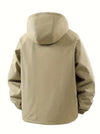 Men'S Jacket, Men'S Casual Outdoor Sports Warm Hooded Jacket, Reversible Jacket, Made of Windproof And Wear-Resistant Fabric, Warm And Comfortable Fall Winter Style 1pc - Khaki