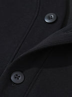 Paul Frank Men's Knit Casual Button-Up Cardigan with Slanted Monkey Logo Print - Space Black