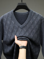 Minimalist Urban V-Neck Sweater for Portable Daily Commuting - Medium Gray