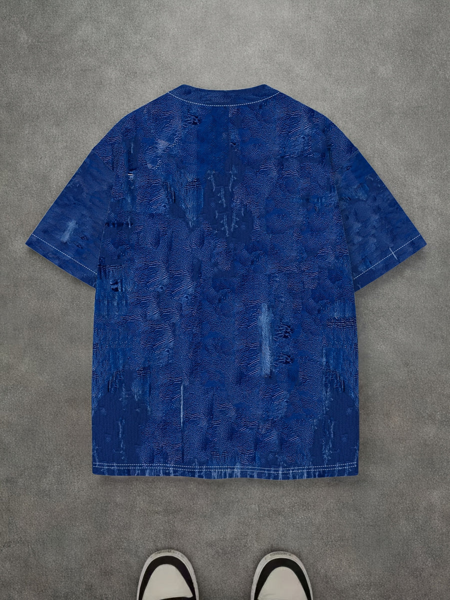 Men's Fashion Denim Vest Printed Short-Sleeve T-Shirt Top - Mixed colors