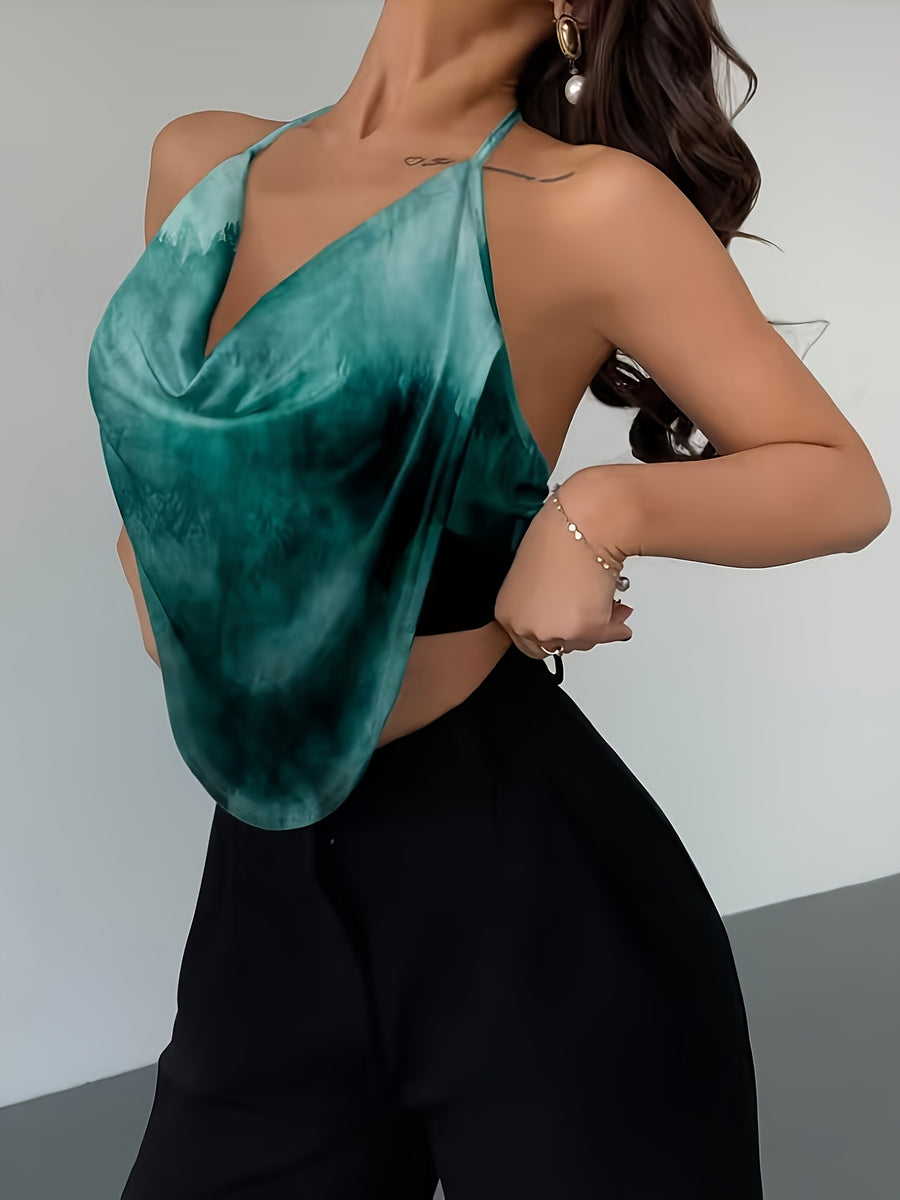 Women'S Fashion Sexy Printed Cami Top - Dark Green