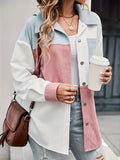 Women's New Spring/autumn Shirt Jacket, Corduroy Multi-color Patchwork Fashion Casual Loose Women's Clothing - Image Color