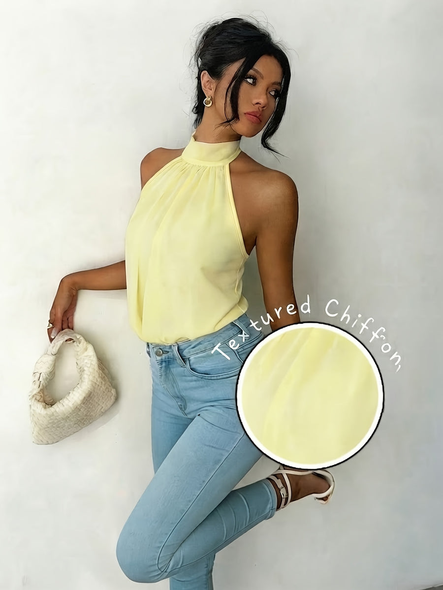 Laid-back Style Women'S Halter Vest - 【Light Yellow】