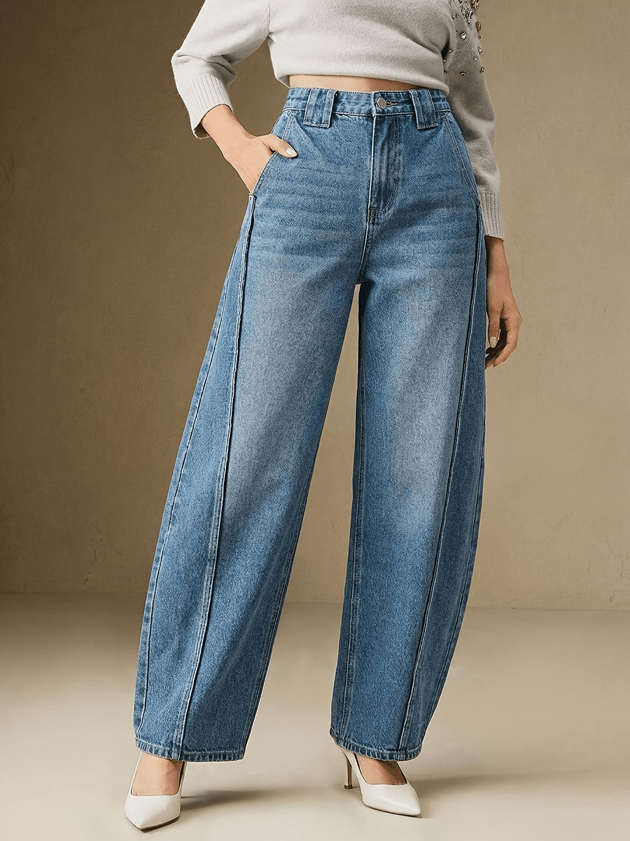 Anewsta Women's New Fashion Blue Flared Pants, Suitable for High-End Occasions Such as Valentine's Day and Mother's Day - Light Blue
