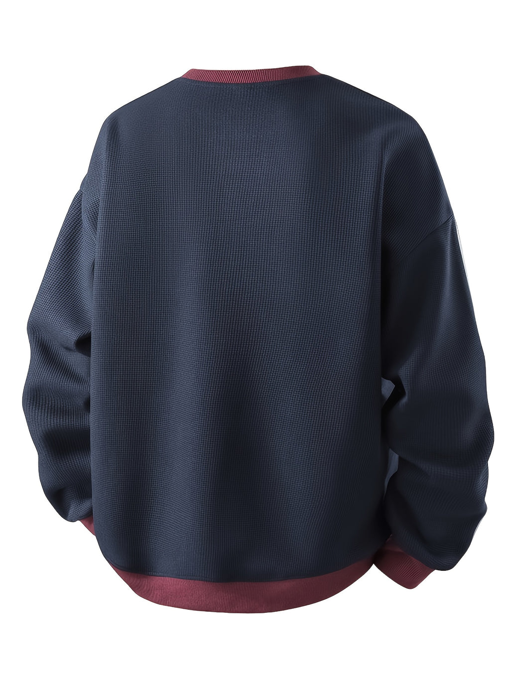 American Vintage Striped Crewneck Sweatshirt for Men, Long Sleeve Base Layer Top for Spring and Autumn - Navy Color