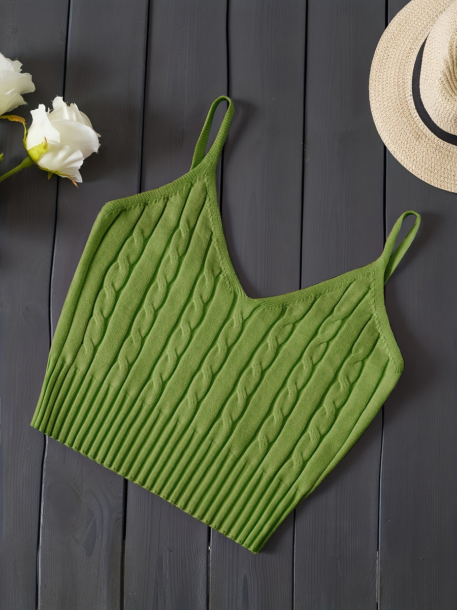Women'S Stretchy Tank Top - V-Neck Sleeveless Casual Vest with Ribbed Texture, Beige, Versatile for Layering or Standalone Outfits, Allseason Apparel | Vneck Design | Construction, Ladies Tank Tops - Light Green
