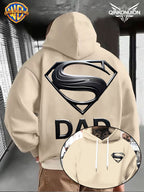 WB Warner Men'S New Trendy Hoodie, Superman Classic Logo Printed Design Hoodie, Daily Casual Drawstring Hoodie, Long Sleeve Hoodie, Machine Washable, Multifunctional Sports And Leisure Loose Fit Men'S Hoodie - Apricot