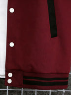 Men'S Trendy Baseball Jacket - LA WEST COAST Pattern - Contrast Sleeve Style - Button Closure And Stretch Fabric All-Season Versatile Comfortable Outerwear - Ideal for Outings, Travel, Friends Gatherings, And Commuting, Loose Fit Machine Washable - Burgundy