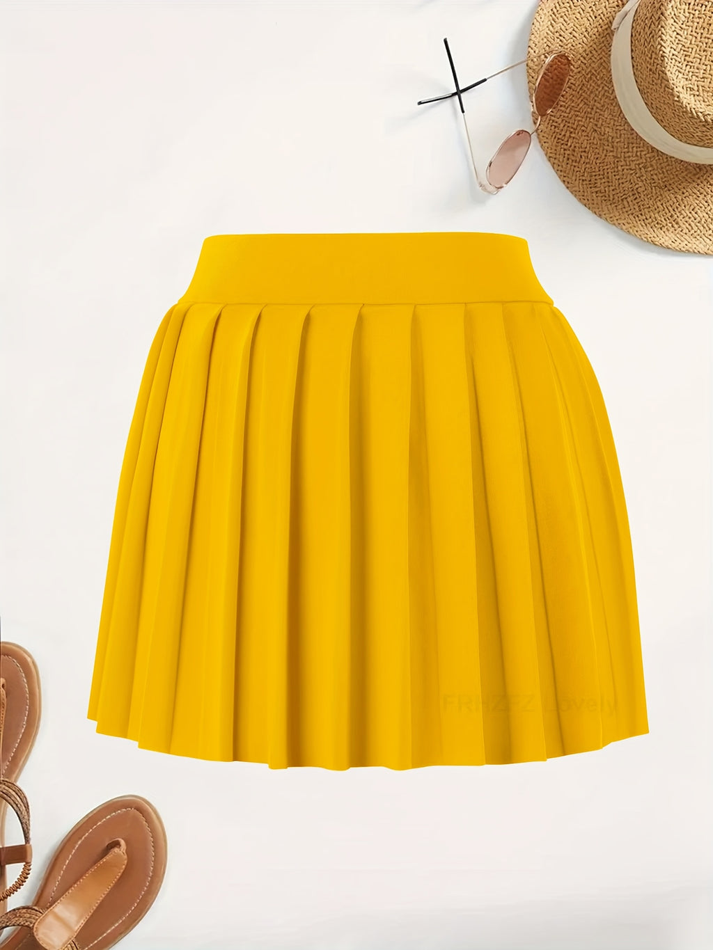 Solid Color Versatile High-Waist Pleated Mini Skirt - Flattering And Stylish for Women - Golden