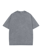 Men'S Short-Sleeve T-Shirt with Trendy Greek Key Pattern Print on Cuffs And Distressed Wash End; Machine-Washable, Loose-Fit Crewneck Top with Textured Washed Look - Light Gray 1