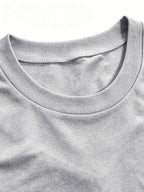 Sexy Streetwear Drop Shoulder Long Sleeve T-Shirt with Side Slit, American Style - Light Grey