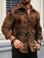 Men's Long-sleeve Shirt, Spring and Autumn Base Shirt, Casual and Versatile for Work, Casual Printed Fashionable Top, Trendy Men's Shirt, Machine Washable - Mixed colors