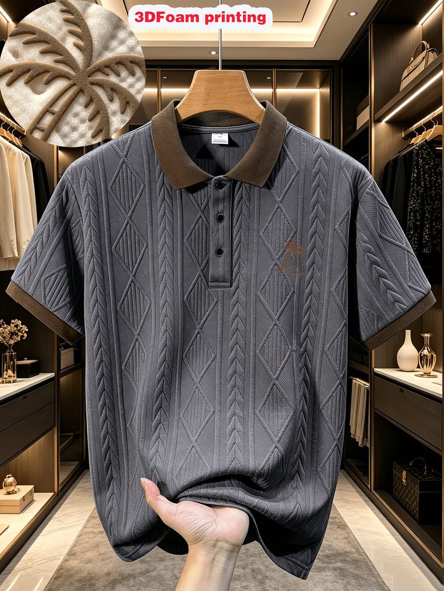 39-FP014 New High-Quality Men's Short-Sleeve Lapel Polo Shirt, Comfortable and Skin-Friendly, Three-Dimensional Cut, Simple Business Casual Style, Suitable for Summer Vacations and Daily Commutes - Dark Gray