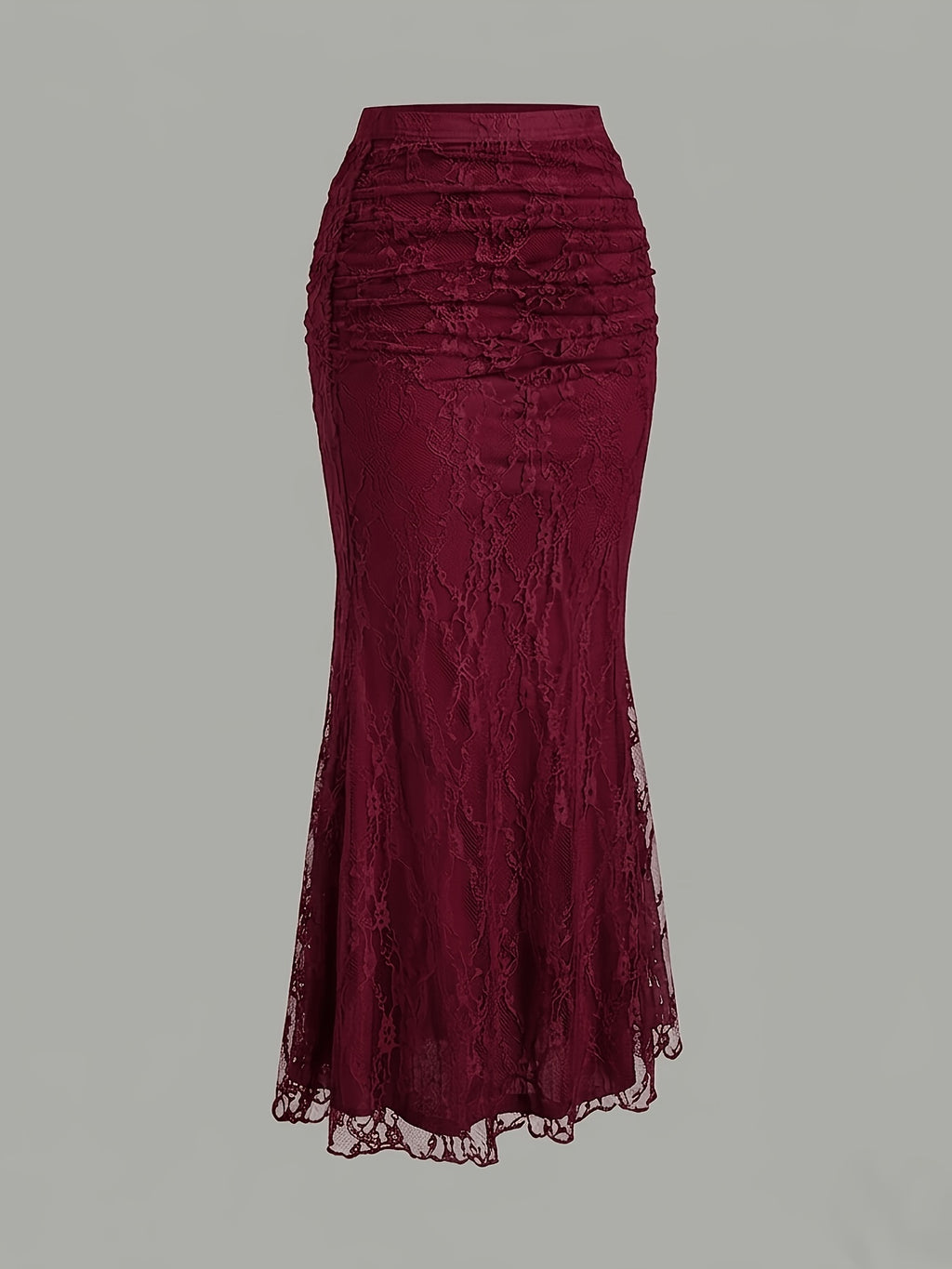 French-Style High-End Lace Mermaid Skirt for Women, Slim-Fit Commuter Daily Long Skirt - Red