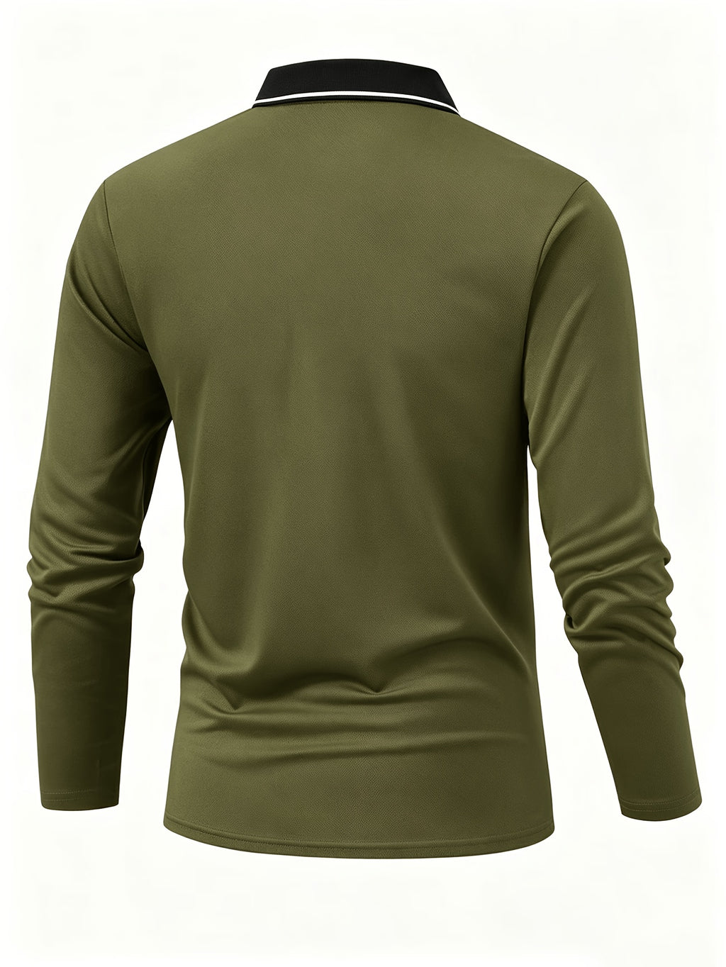 6pcs/Set Striped Lapel Long Sleeve Casual Sports Mesh Quick-Dry Breathable Comfortable POLO Shirt Basic Solid Color - Olive 6