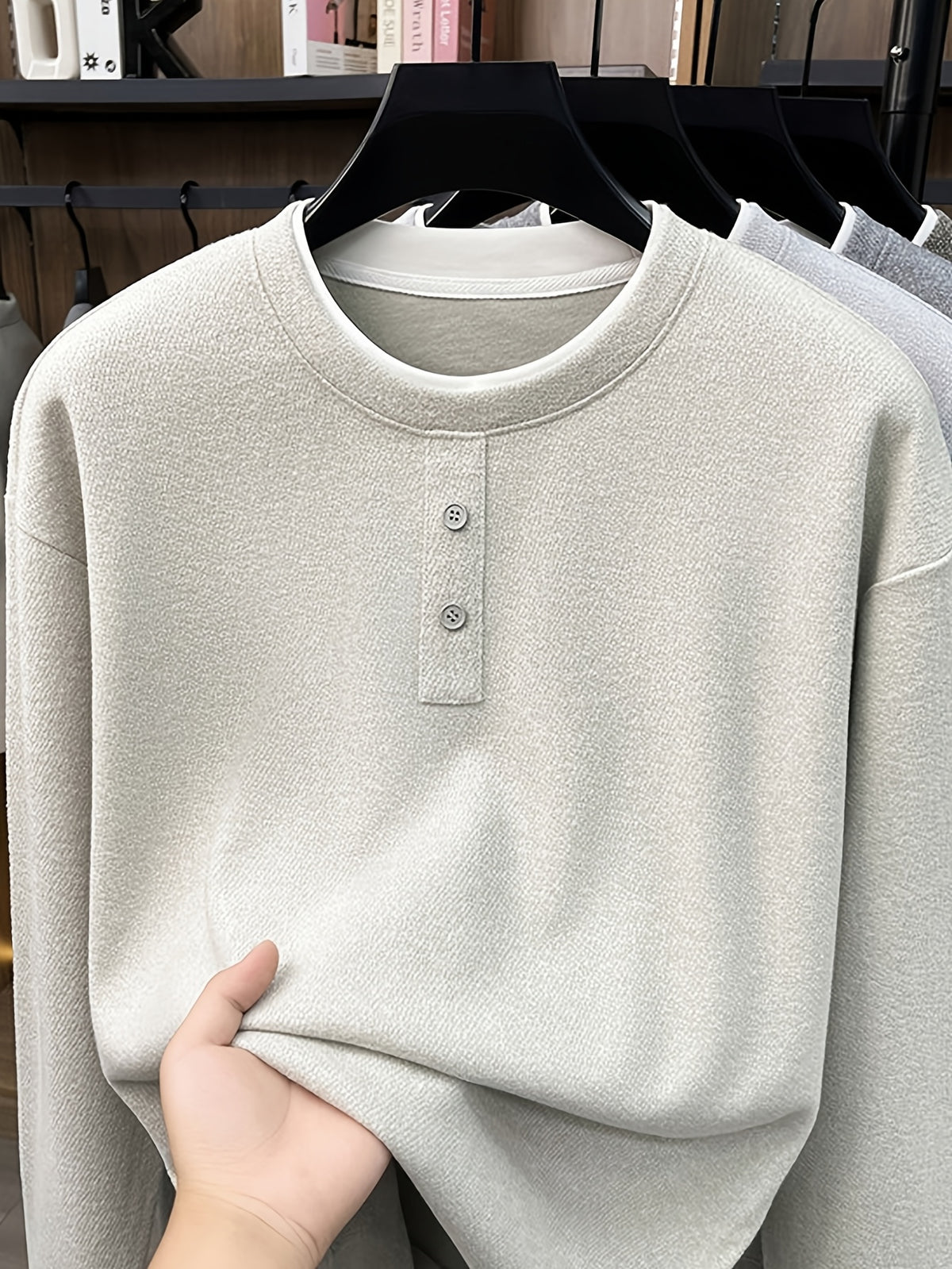 Men's Henry Collar 2-in-1 Look Knit Sweater, Simple Old Money Style, Suitable for Both Business and Casual Wear, Pairs Well with Dress Pants, Casual Pants, and Jeans - SINBOS - Apricot