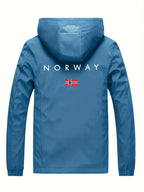 New Arrival Unisex Norwegian Print Windproof Breathable Outdoor Hiking Jacket, Couple's Wear for Outdoor and Home Cold Weather Protection - Sky Blue