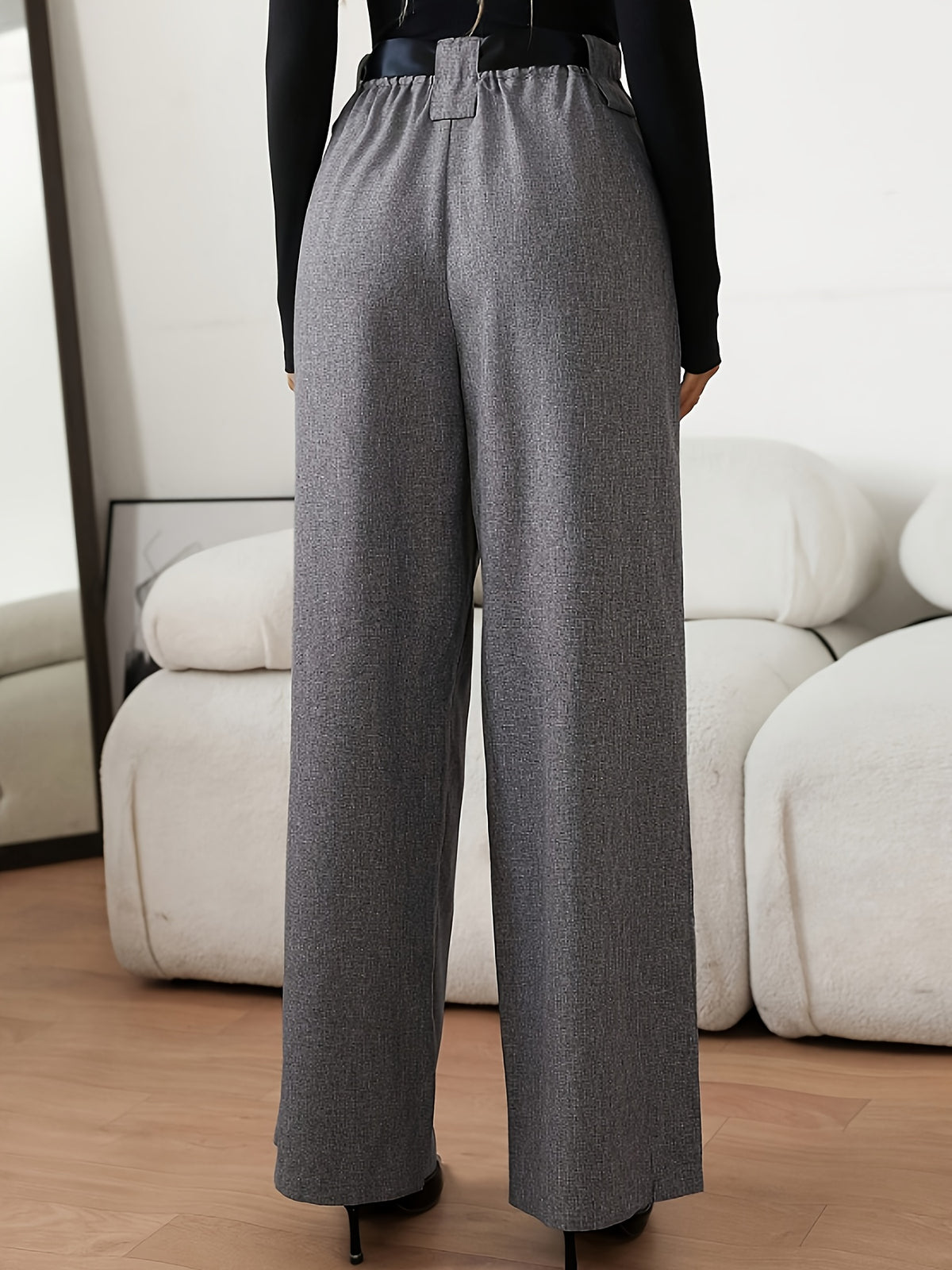 Women's Long Pants, New Autumn/Winter Collection, Elegant and Fashionable Wide-Leg Trousers - Dark Gray
