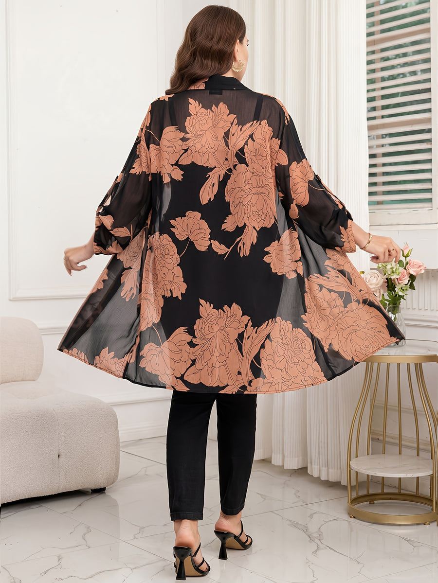 New Women's Elegant Long-Sleeve Shirt for Spring/Summer, Summer Chiffon Printed Blouse, Elegant Button- Shirt, Spring/Summer Commuter Shirt, Elegant Women's Top, Women's Office Wear, Women's Commuter Wear, Social Occasion Top, Women's Casual Top - Multicolor