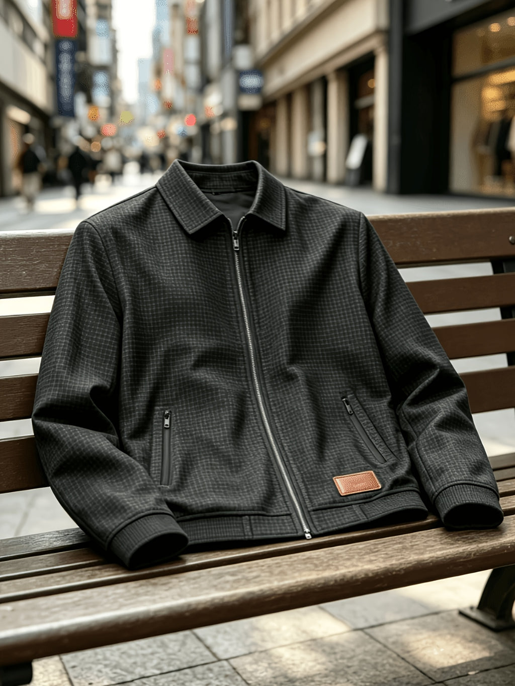 Men'S Fashion Waffle Collar Long Sleeve Open Front Cardigan Sweater Jacket - Black