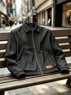 Men'S Fashion Waffle Collar Long Sleeve Open Front Cardigan Sweater Jacket - Black