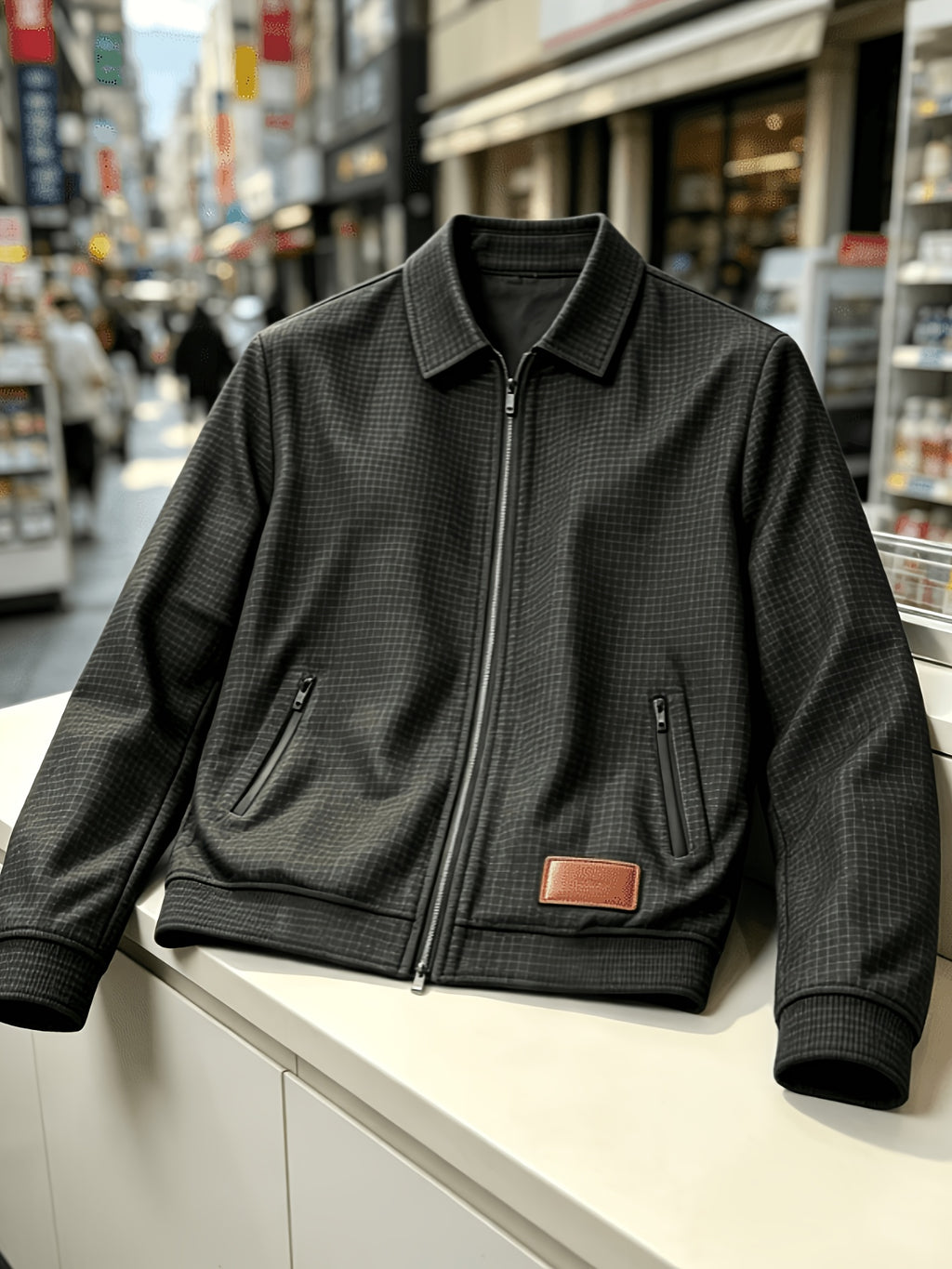 Men'S Fashion Waffle Collar Long Sleeve Open Front Cardigan Sweater Jacket - Black