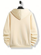 Print, Men'S Casual And Cozy Hoodies, Trendy Long Sleeve Hooded Sweatshirt, Casual Versatile Top for Autumn Winter - Apricot