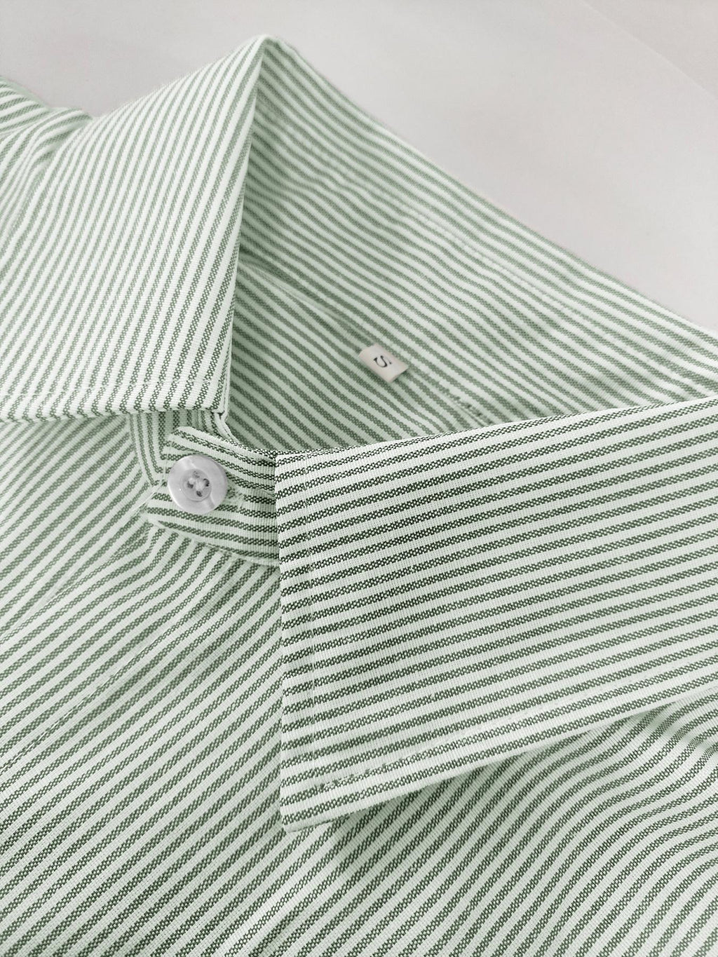 Summer Trendy New Men'S Versatile Basic Easy Individual Fun Back-Print Short Striped Loose Shirt - Light Green