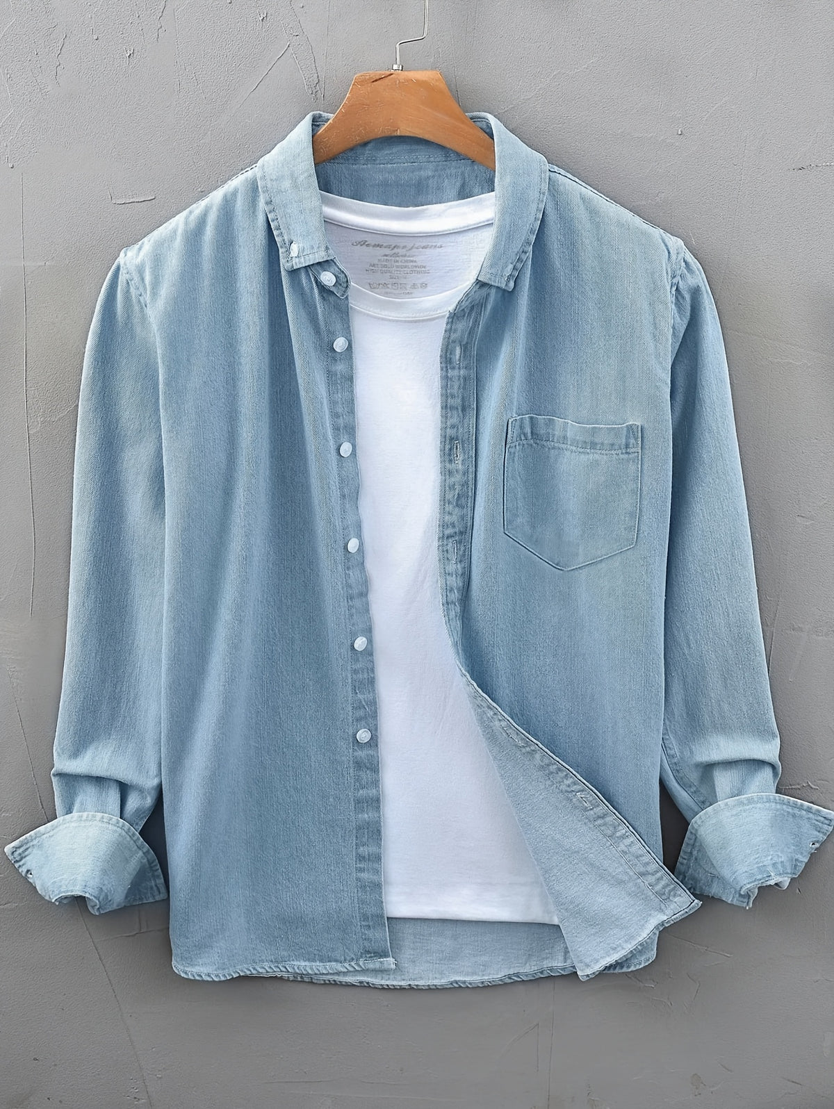 Men'S Casual Sporty Trench Coat, Japanese Retro Versatile Long Sleeve Men'S Shirt, Spring/Autumn Slim Fit Casual Washed Outwear Jacket - Blue