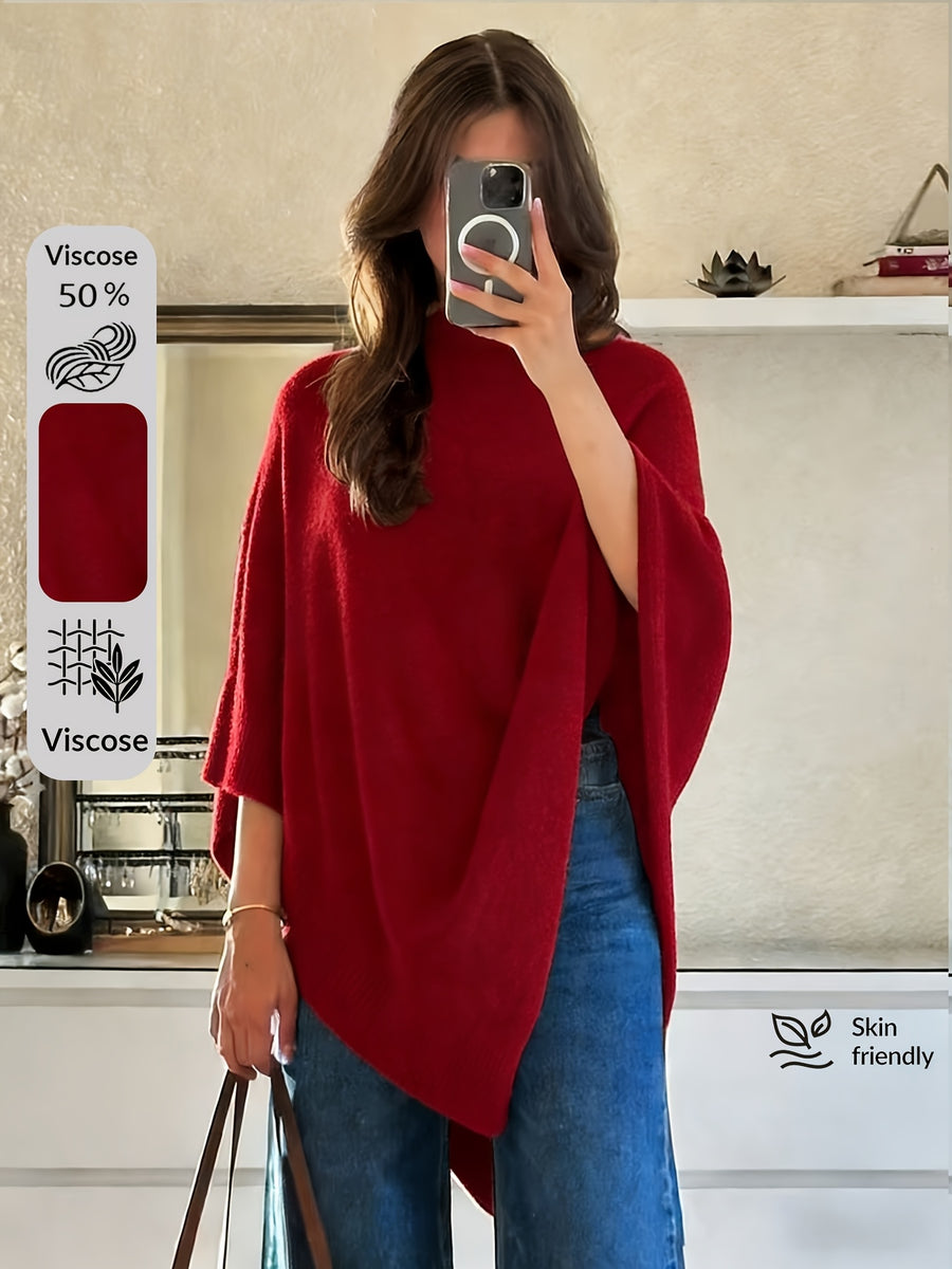 Women's Shawl, Versatile for All Seasons - Elegant and Graceful, Stylish Solid Color Cape Shawl, Wind-Resistant Fashionable Solid Color Multi-Functional Fabric Shawl, - Red