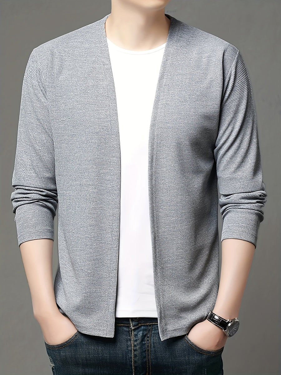Men's Spring Casual Fashion Cardigan Jacket, for Home and Leisure, Skin-friendly and Comfortable, Versatile and Stylish - Grey