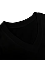Single Purchase of a Trendy V-neck Sweatshirt with Long Sleeves, Paired with a Shirt for a Visually Striking Campus Elegant Style. Image for Reference Only, Not a 2-in-1 Look - Black