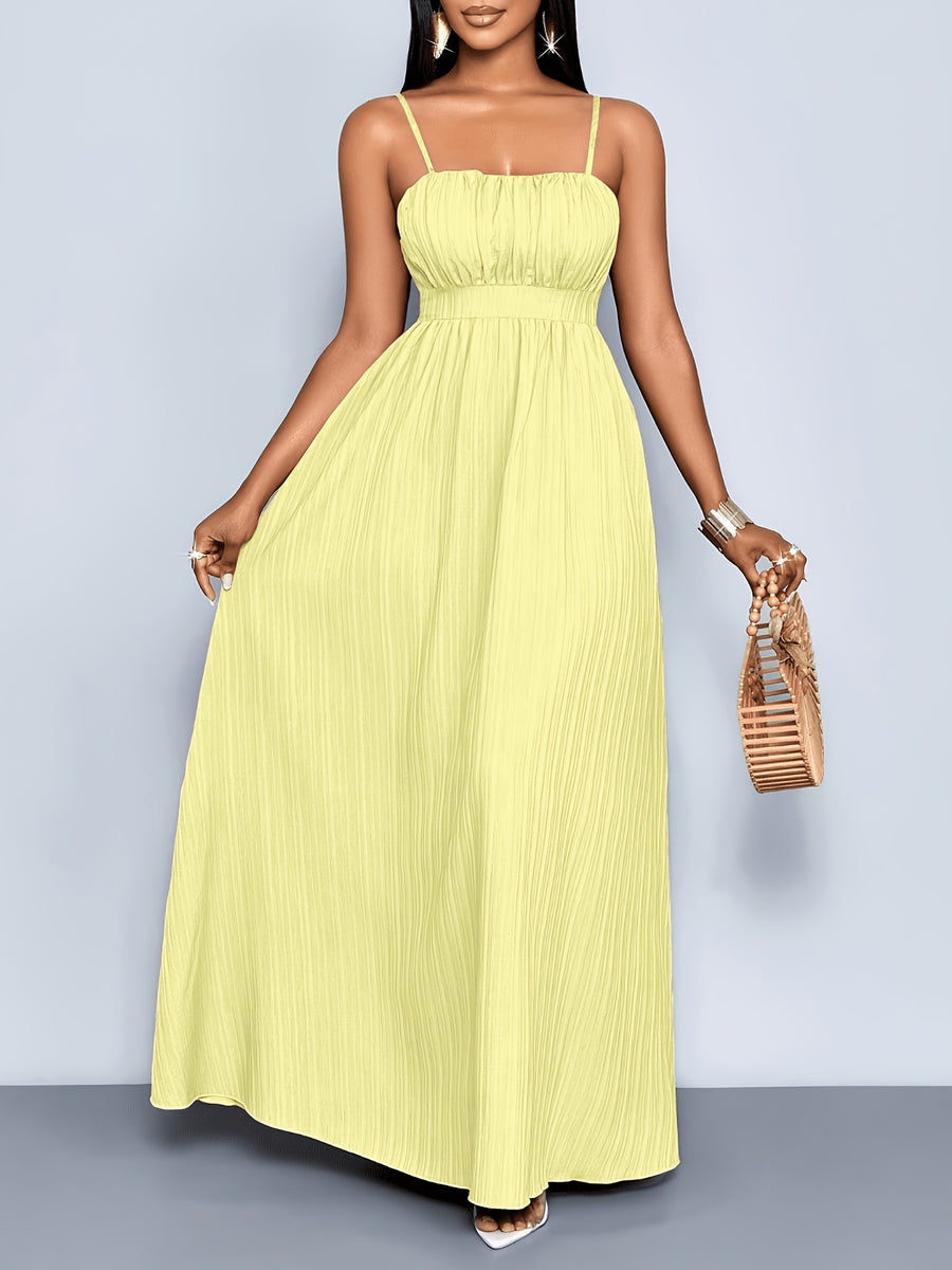 Women's Boho Summer Beach Backless Vacation Maxi DressFlowing Elegant Gown Tropical Dresses for WomenSuitable for Vacation - 【Light Yellow】