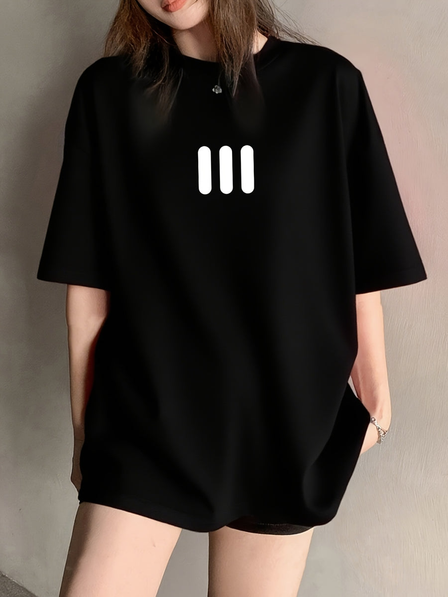 Vintage Fashion Short Sleeve T-Shirt for Women, Summer Cartoon Print Short Sleeve T-Shirt, Pure Short Sleeve T-Shirt Top, Unique Design Niche Chic Loose Fit Top Base Layer #3333 - Black